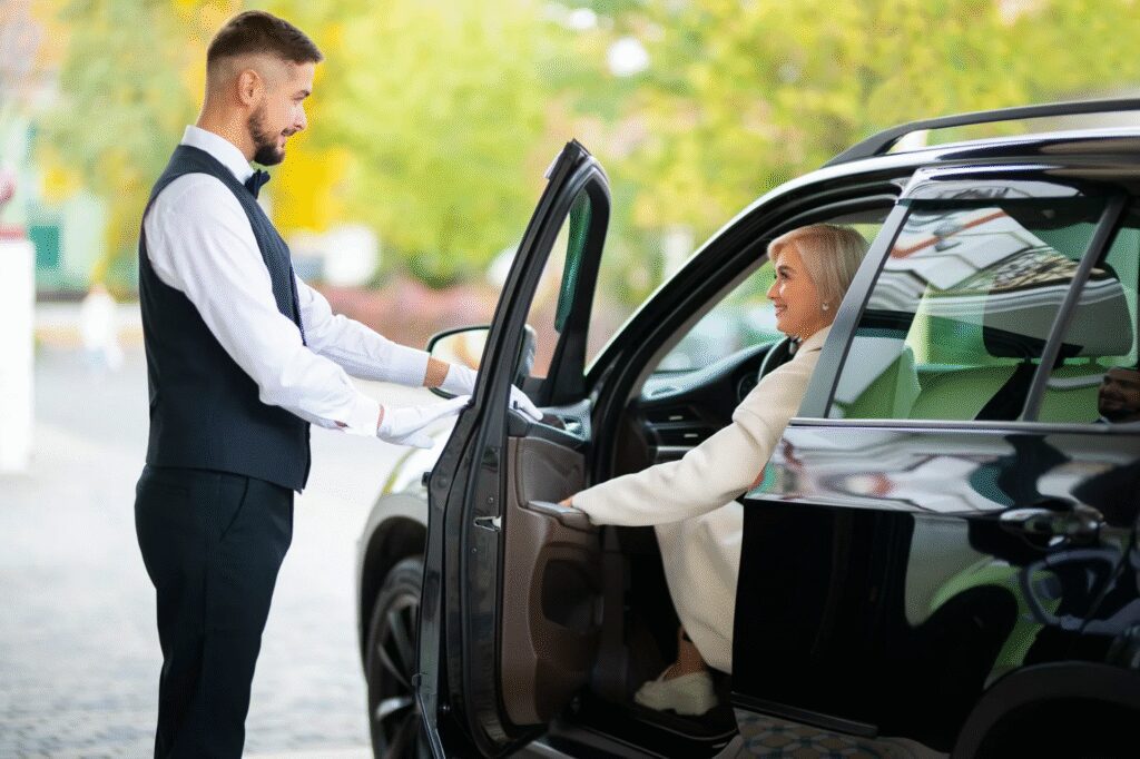 taxi queue vs private chauffeur vehicle.